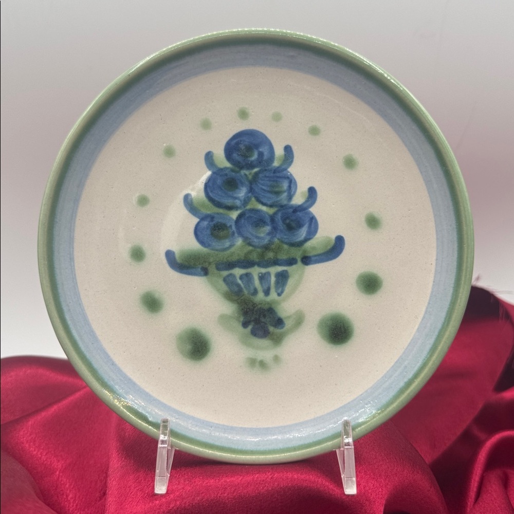 "Blueberry Bouquet" pattern by M.A. Hadley Pottery; 6.25” plate